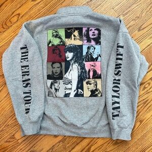The Eras Tour Heather Gray Quarter-Zip Fleece Sweatshirt, Size Large